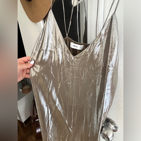 Golden evening maxi dress from Mango size S - Picture 2 of 2